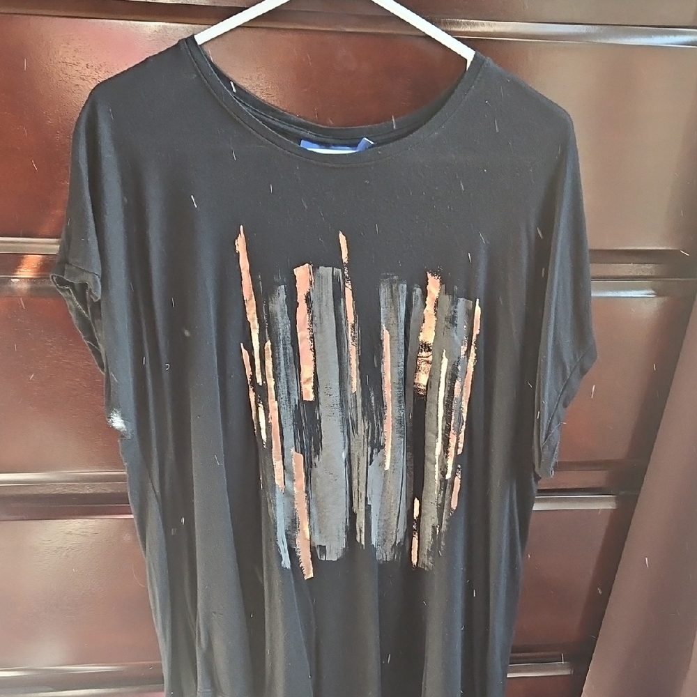 Black T-Shirt with Abstract Design